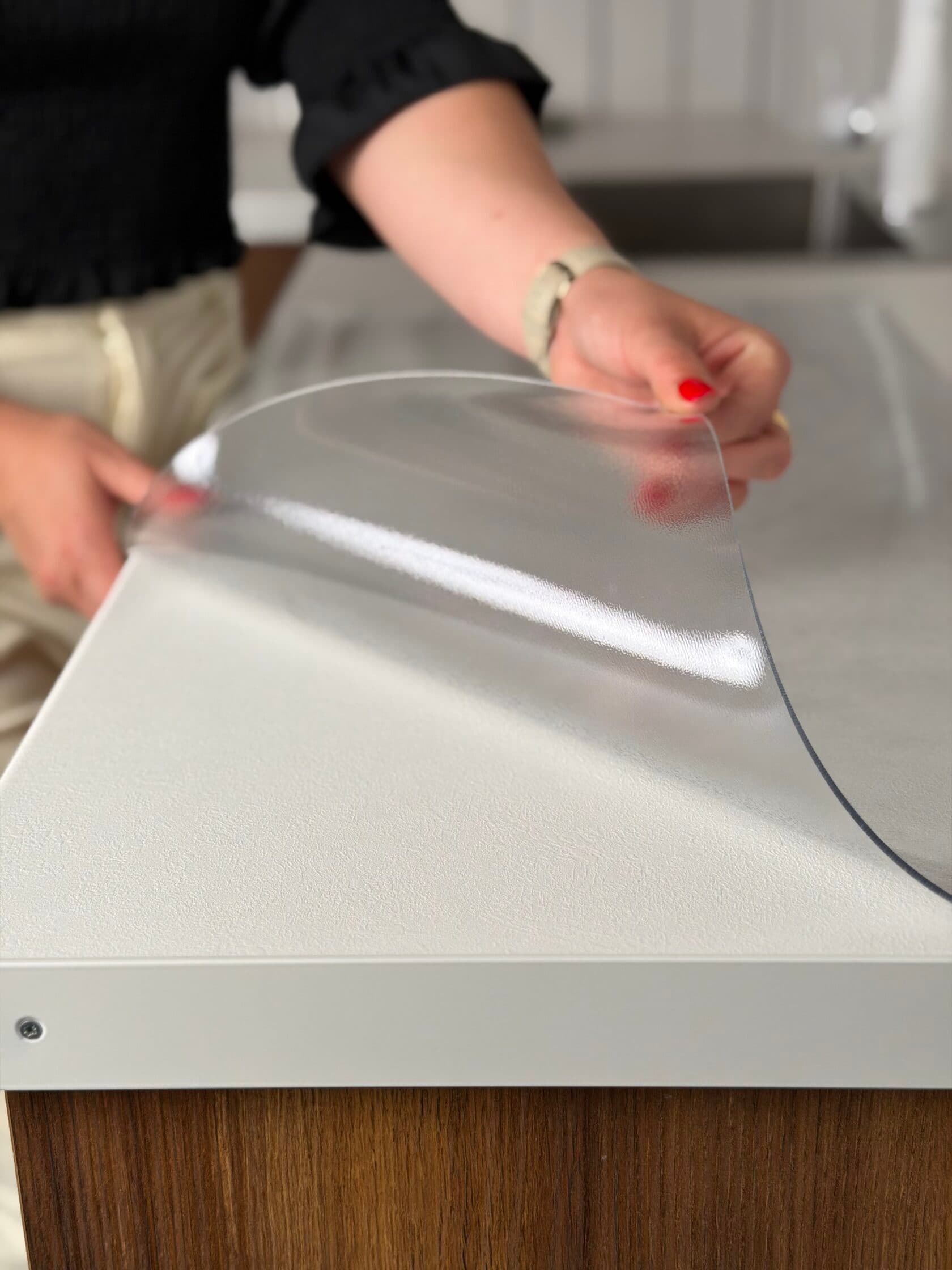 Protector de mesa transparente de PVC satinado, 40×40 cm