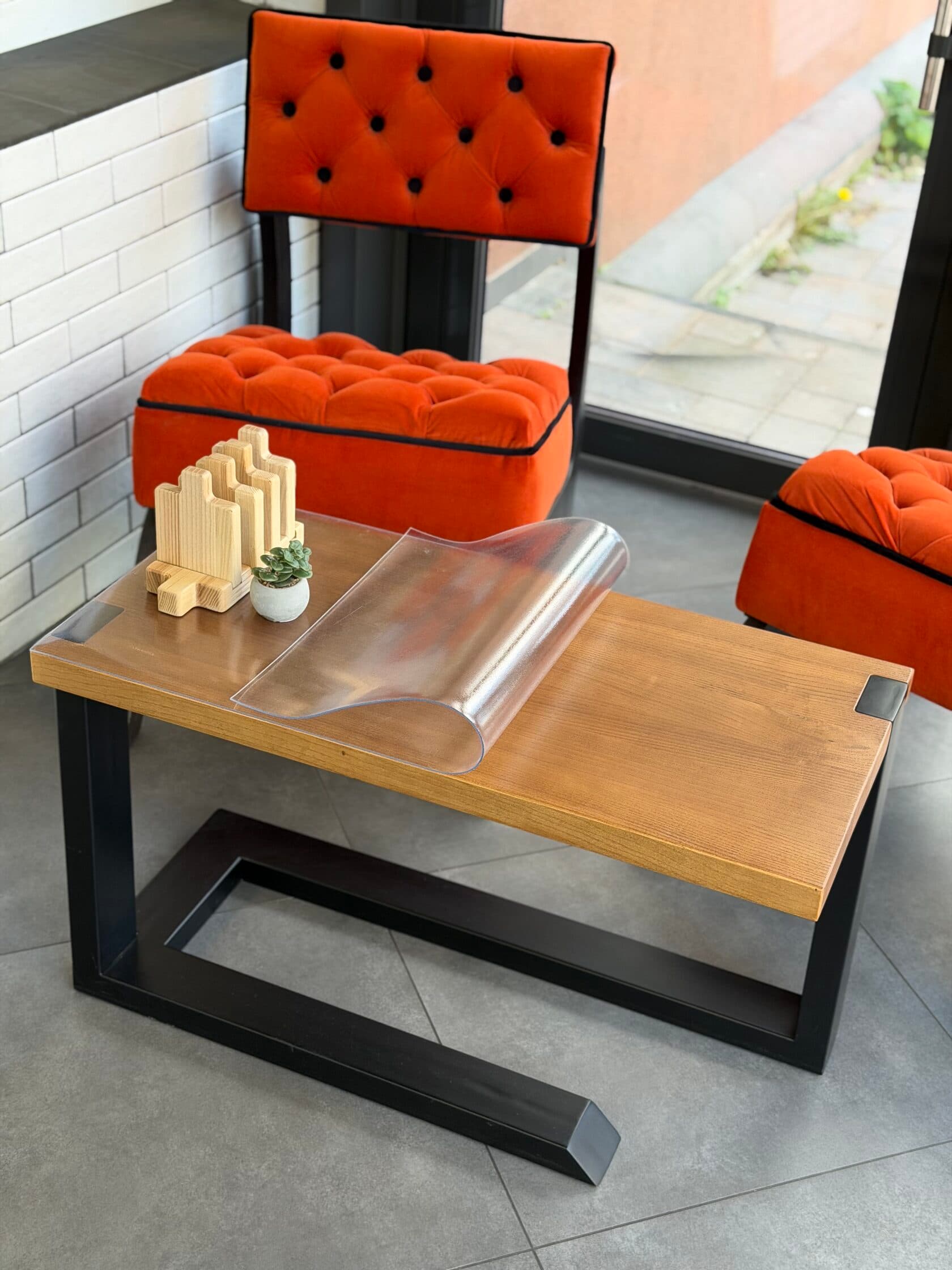 Protector de mesa transparente de PVC satinado, 50×70 cm