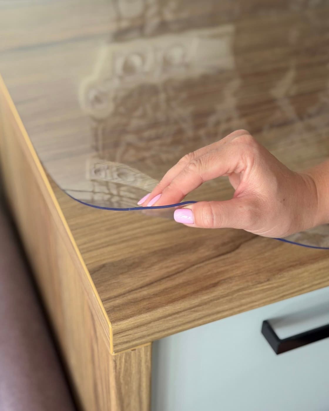 Protector de mesa transparente de PVC brillante, 60×120 cm