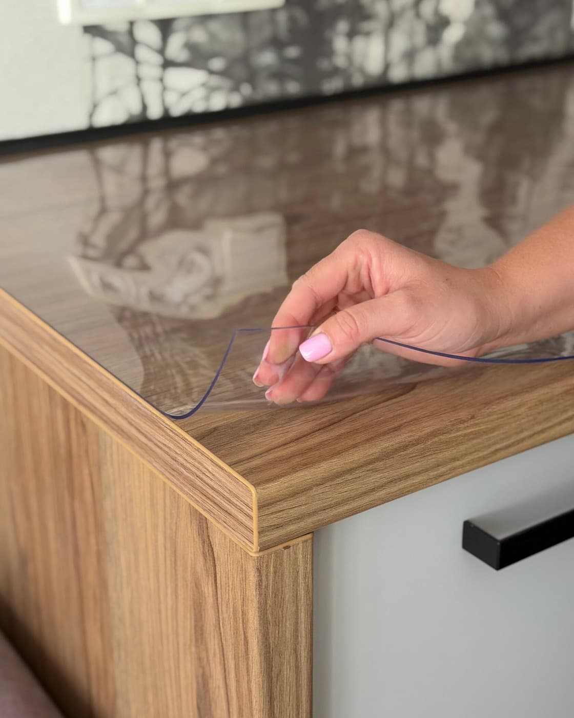 Protector de mesa transparente de PVC brillante, 40×120 cm