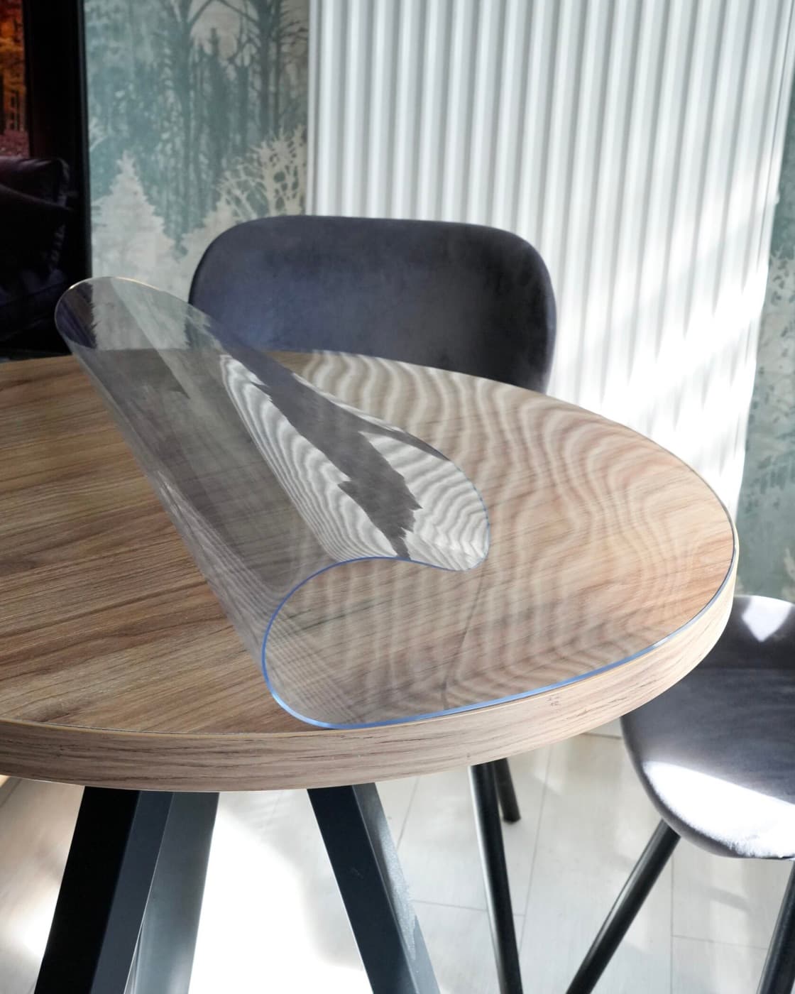 Protector de mesa transparente de PVC brillante, Ø80 cm